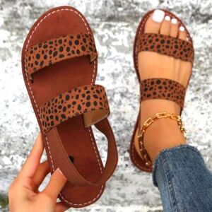 Women's animal print Double Strap Flat Sandals